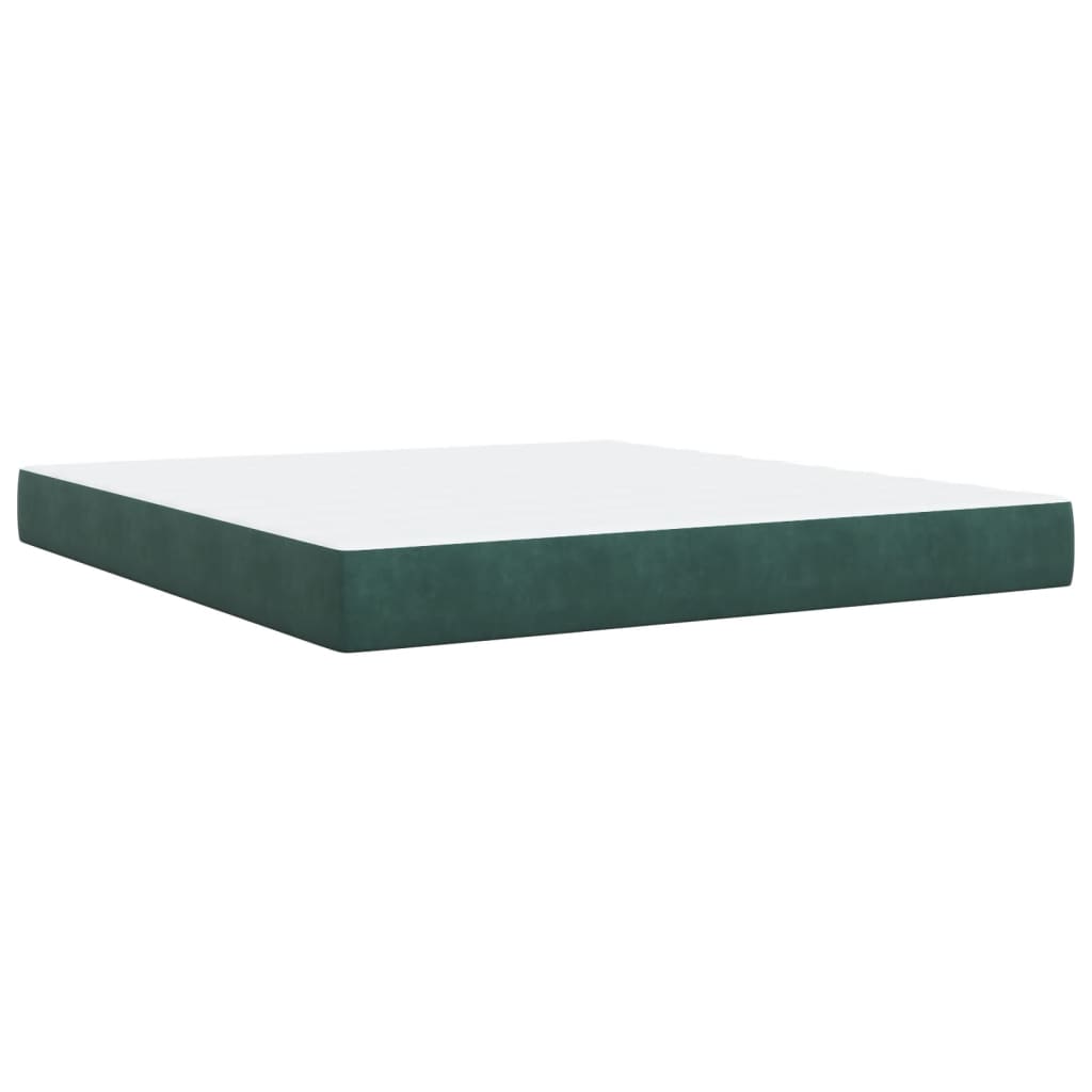 Box Spring Bed with Mattress Dark Green 180x200 cm Velvet