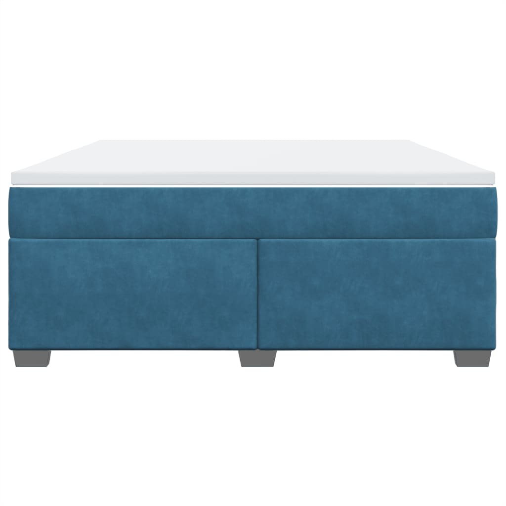 Box Spring Bed with Mattress Dark Blue 180x200 cm Velvet
