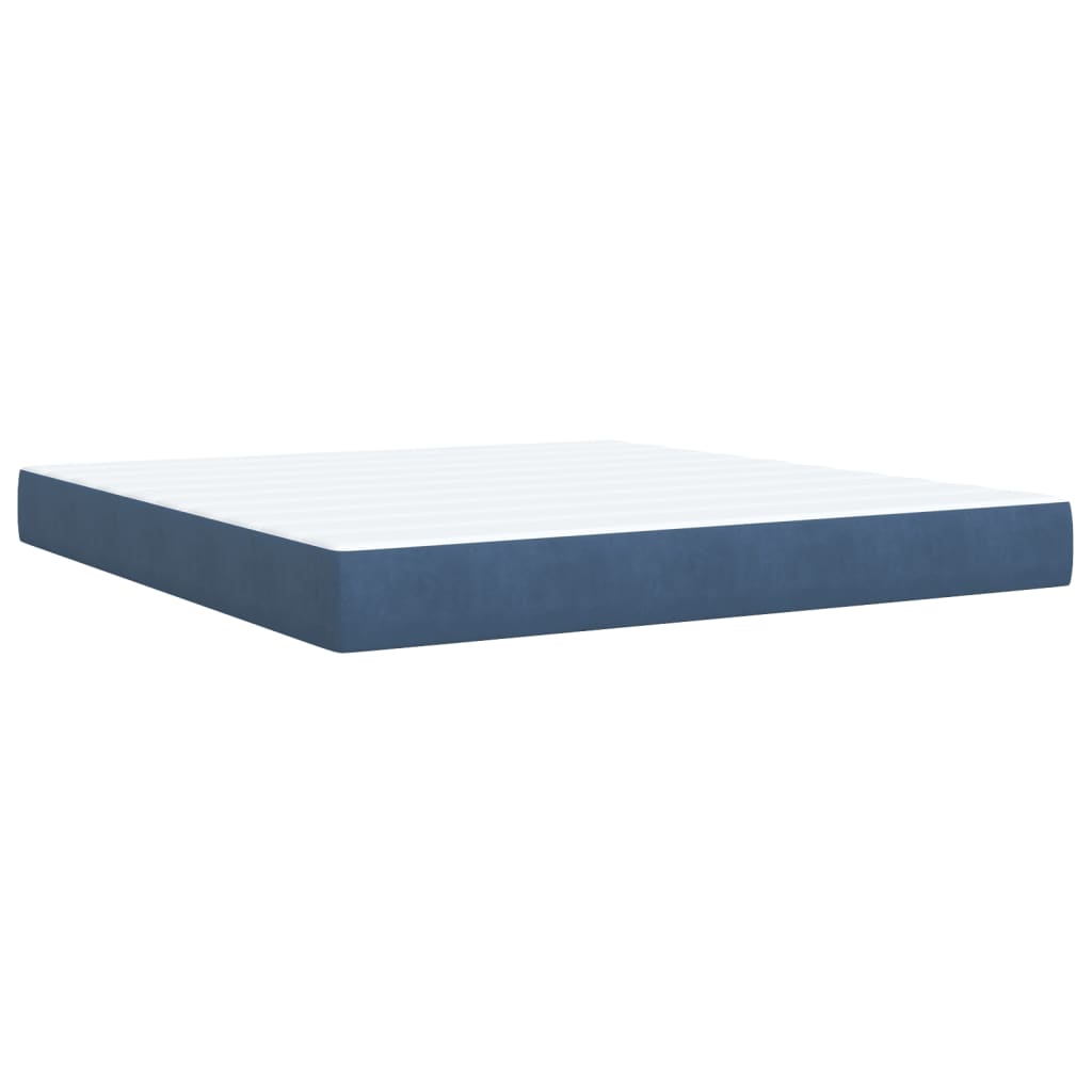 Box Spring Bed with Mattress Dark Blue 180x200 cm Velvet