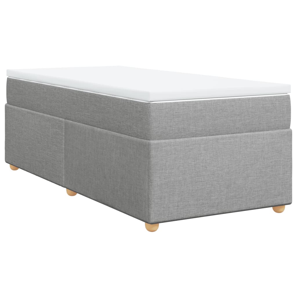 Box Spring Bed with Mattress Light Grey 90x200 cm Fabric