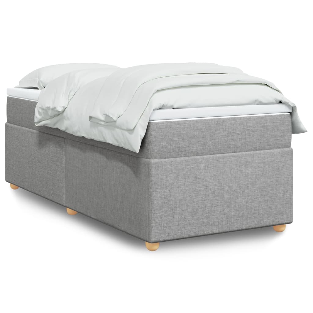 Box Spring Bed with Mattress Light Grey 90x200 cm Fabric