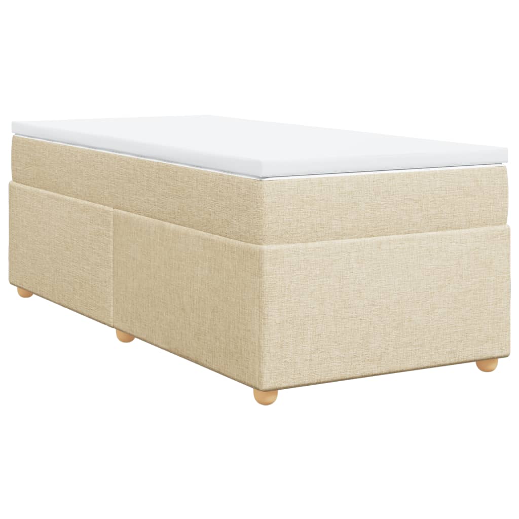 Box Spring Bed with Mattress Cream 90x200 cm Fabric