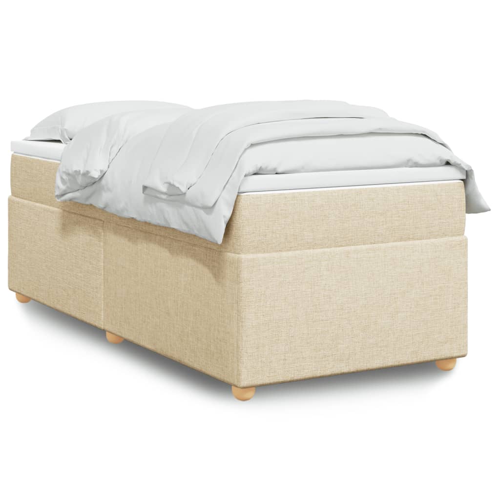 Box Spring Bed with Mattress Cream 90x200 cm Fabric