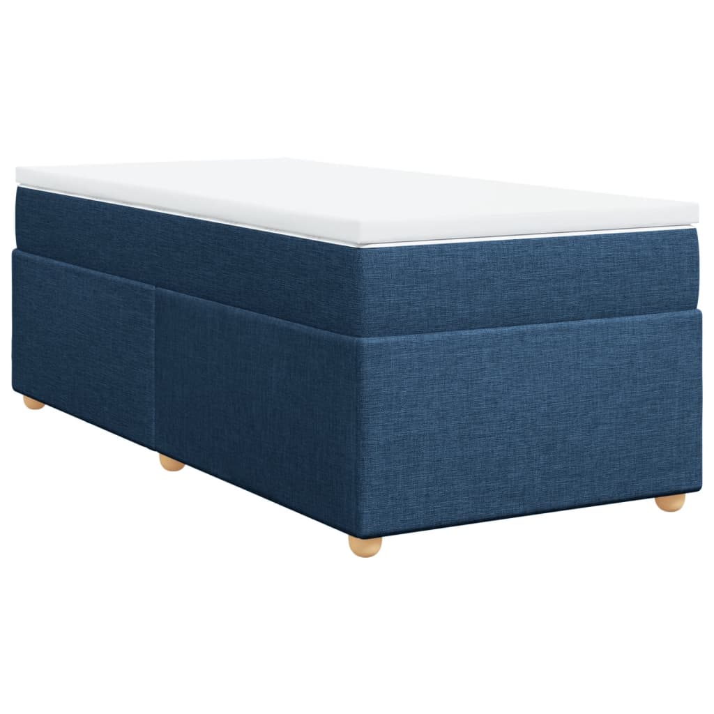 Box Spring Bed with Mattress Blue 90x200 cm Fabric