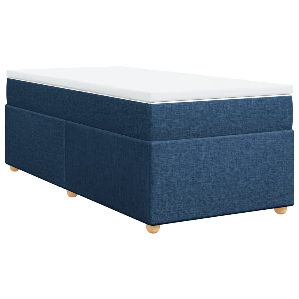 Box Spring Bed with Mattress Blue 90x200 cm Fabric