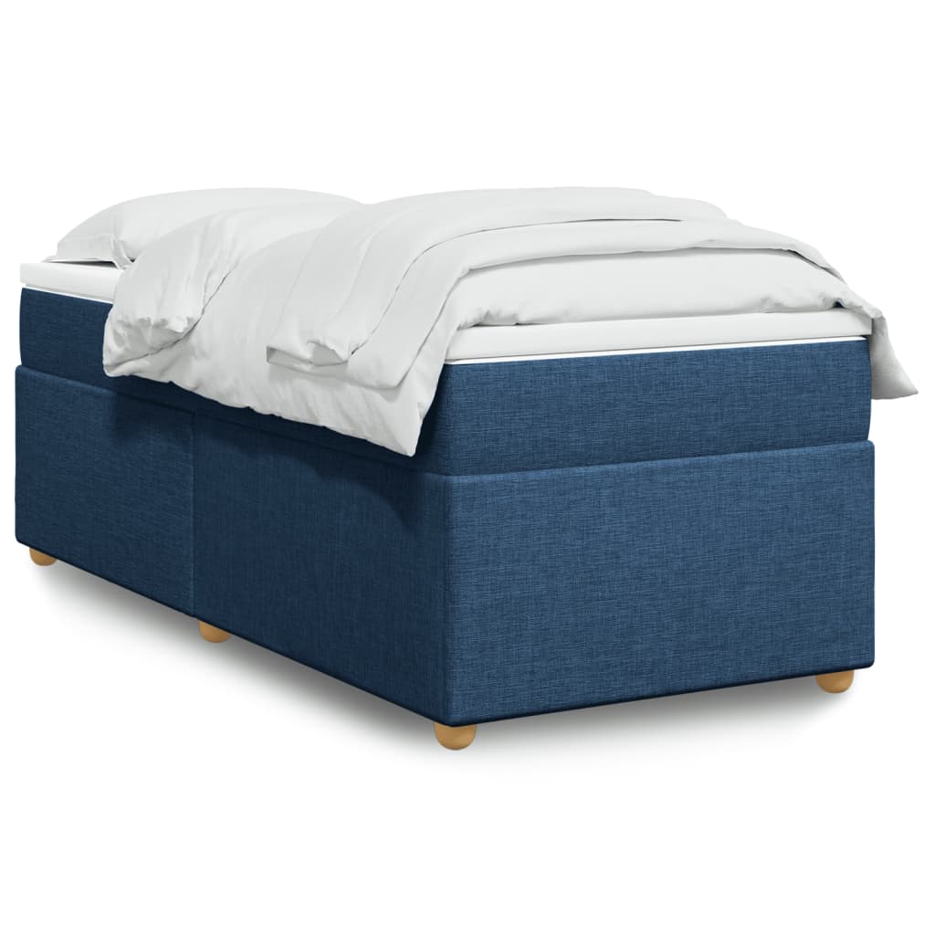 Box Spring Bed with Mattress Blue 90x200 cm Fabric