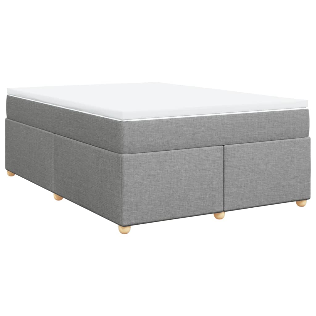 Box Spring Bed with Mattress Light Grey 140x200 cm Fabric