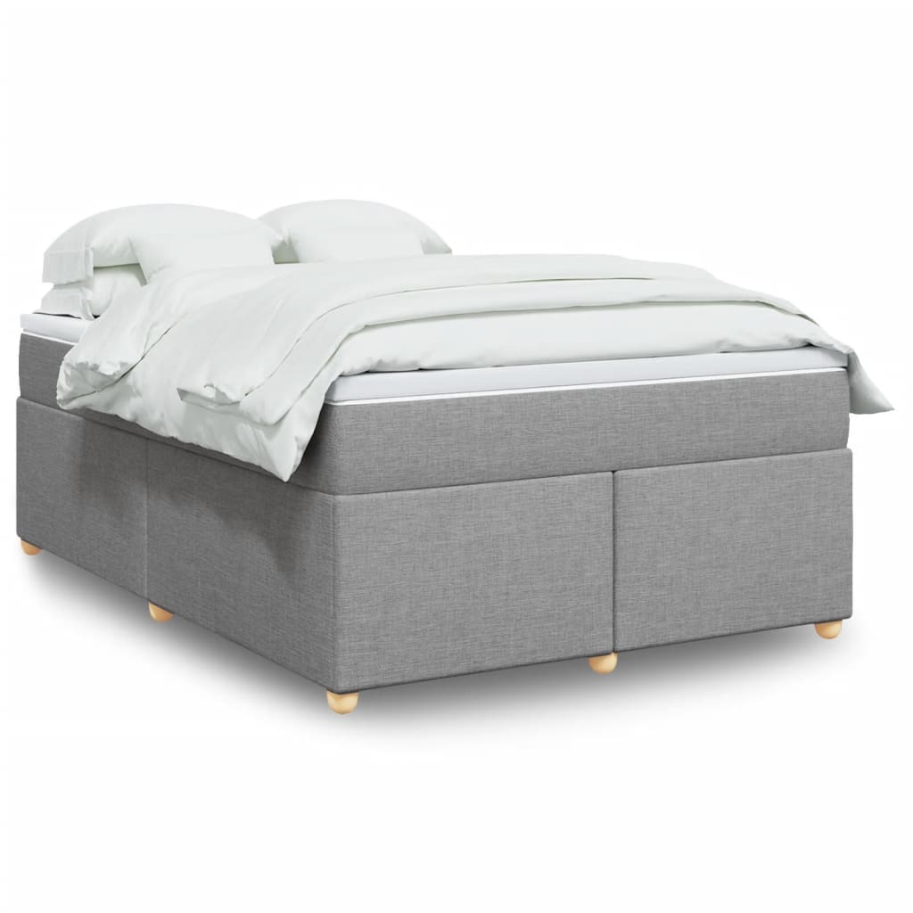 Box Spring Bed with Mattress Light Grey 140x200 cm Fabric