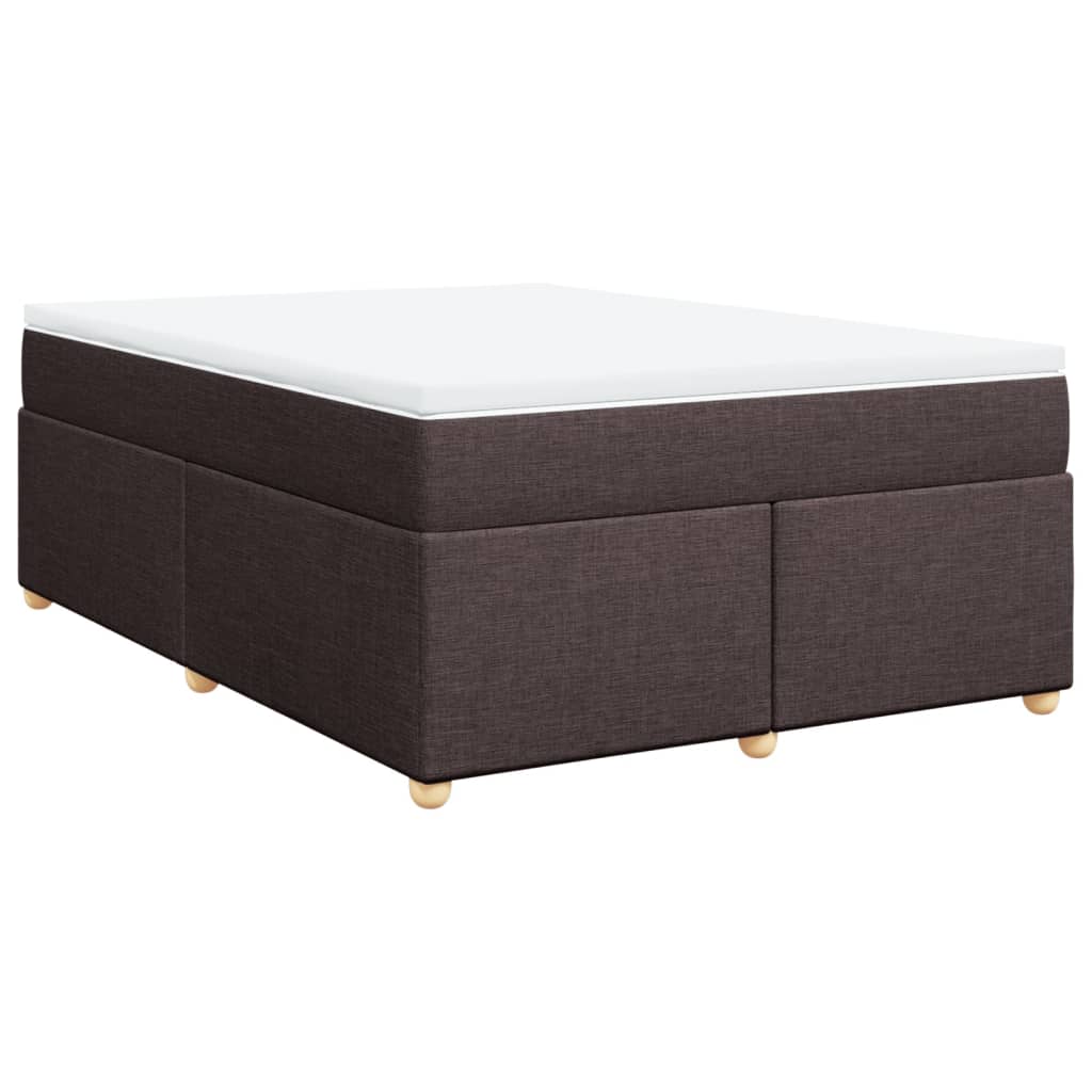 Box Spring Bed with Mattress Dark Brown 140x200 cm Fabric