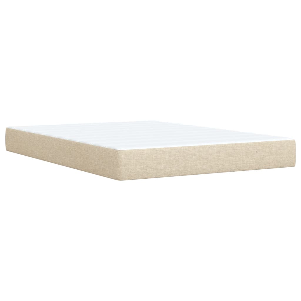 Box Spring Bed with Mattress Cream 140x200 cm Fabric