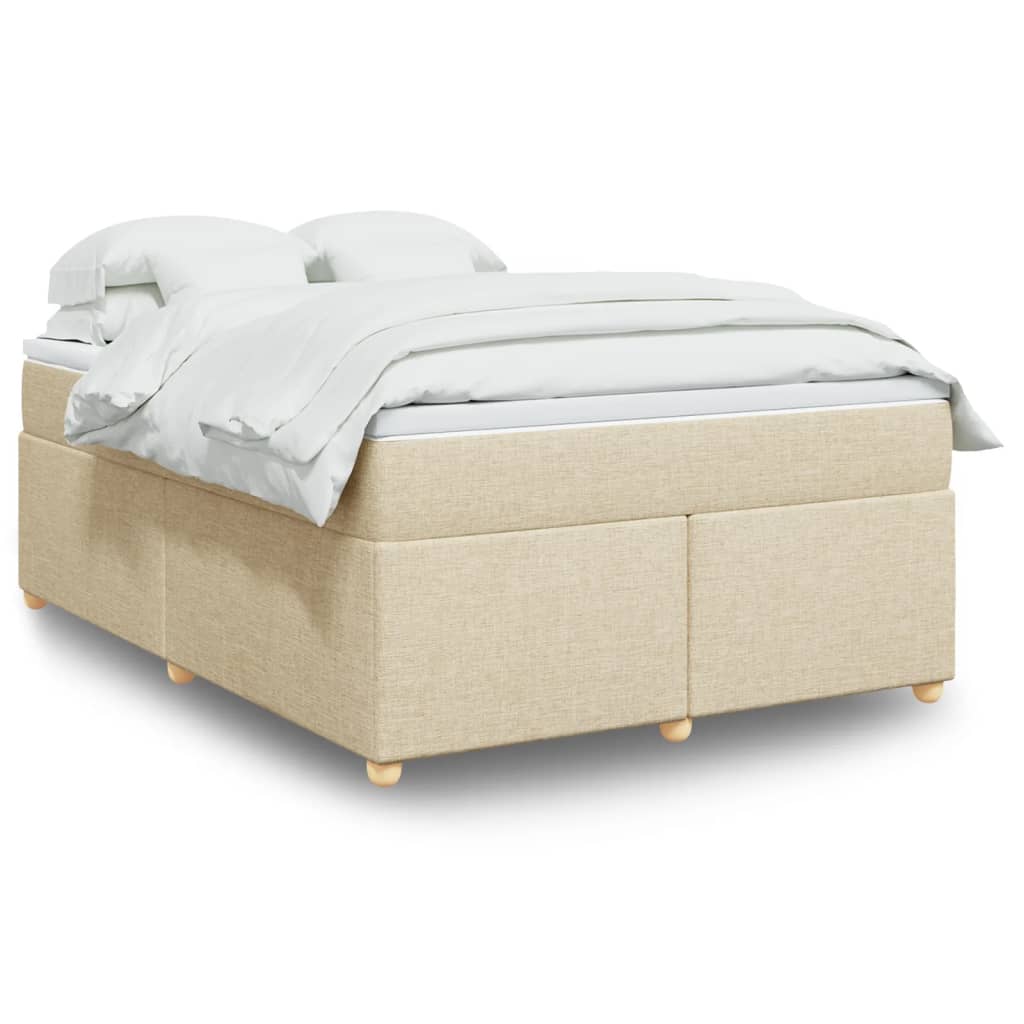 Box Spring Bed with Mattress Cream 140x200 cm Fabric