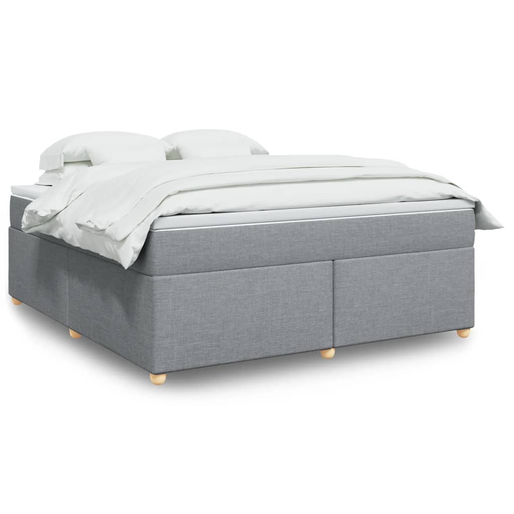 Box Spring Bed with Mattress Light Grey 180x200 cm Fabric