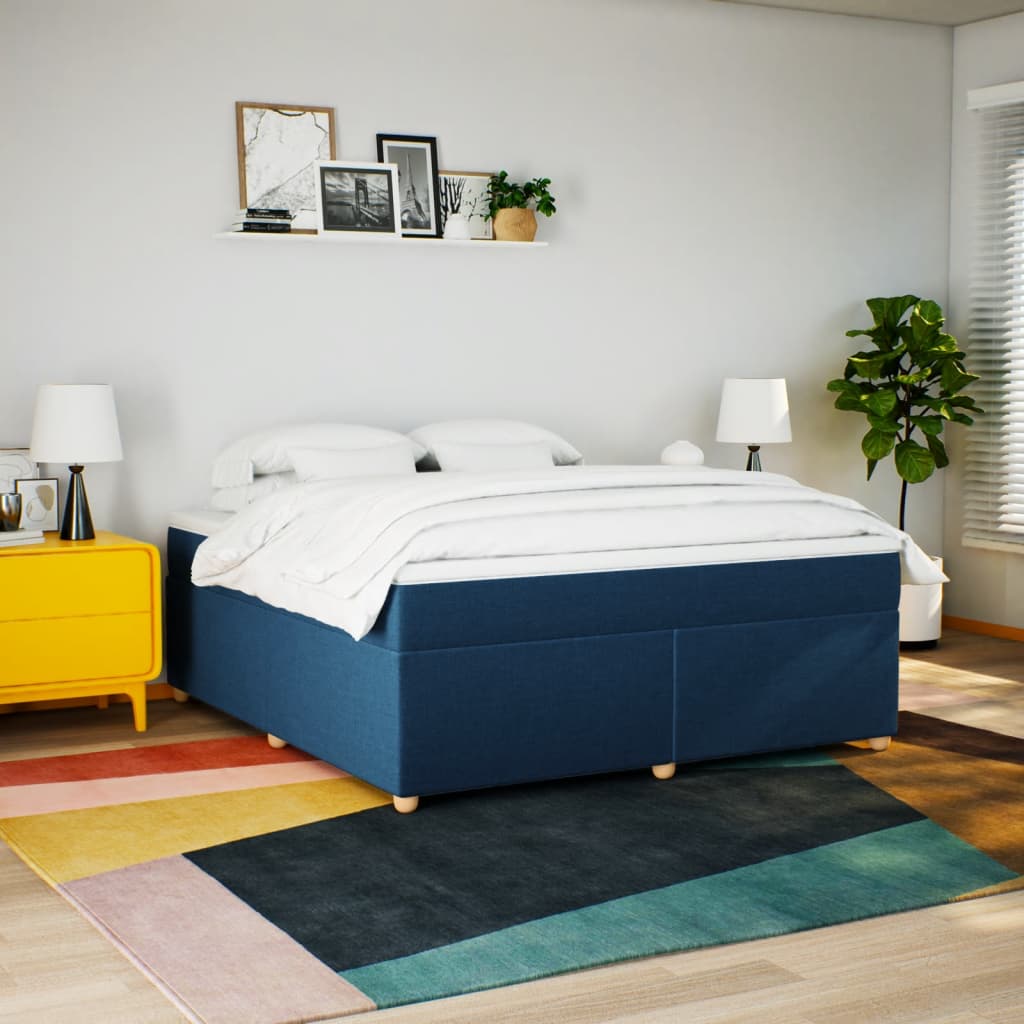 Box Spring Bed with Mattress Blue 180x200 cm Fabric