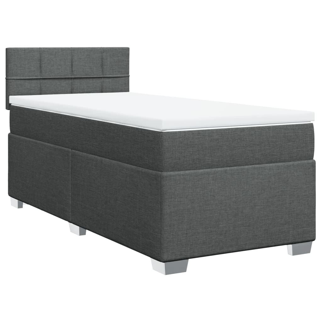 Box Spring Bed with Mattress Dark Grey 90x200 cm Fabric
