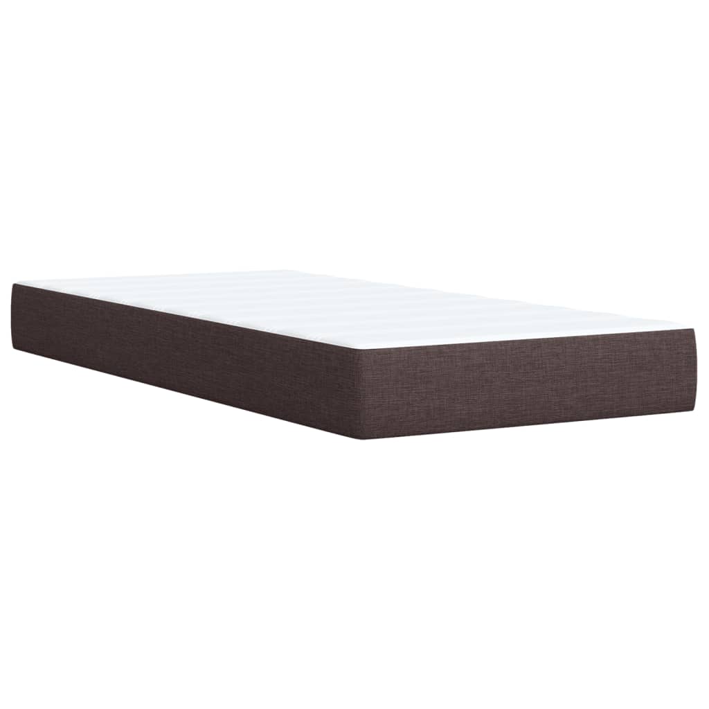 Box Spring Bed with Mattress Dark Brown 90x200 cm Fabric
