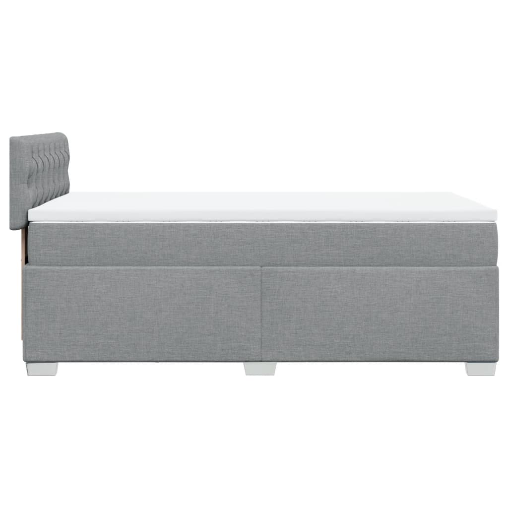 Box Spring Bed with Mattress Light Grey 90x200 cm Fabric