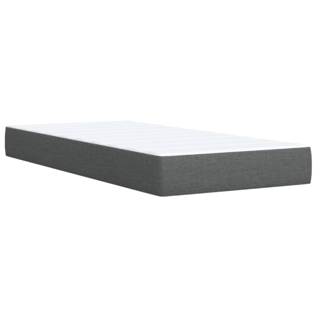 Box Spring Bed with Mattress Dark Grey 90x200 cm Fabric