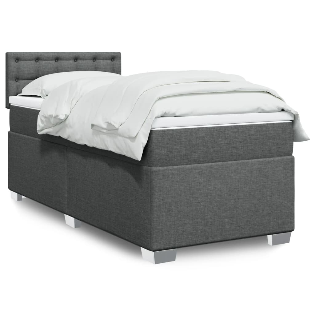 Box Spring Bed with Mattress Dark Grey 90x200 cm Fabric
