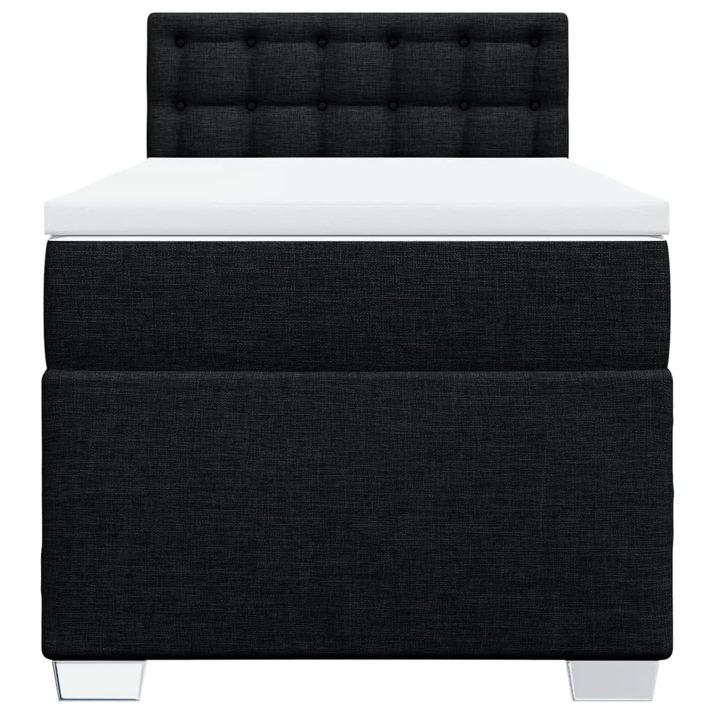 Box Spring Bed with Mattress Black 90x200 cm Fabric