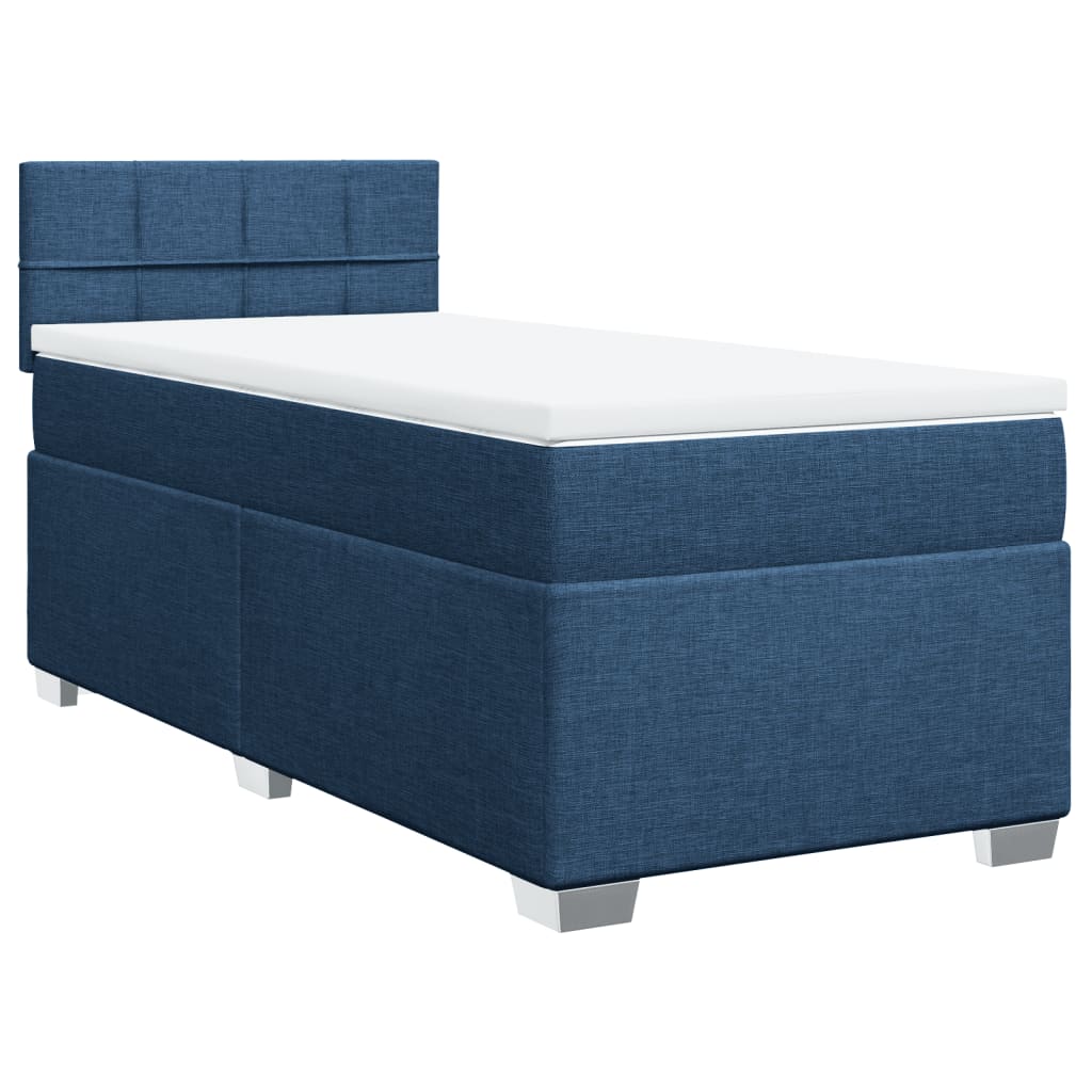 Box Spring Bed with Mattress Blue 100x200 cm Fabric