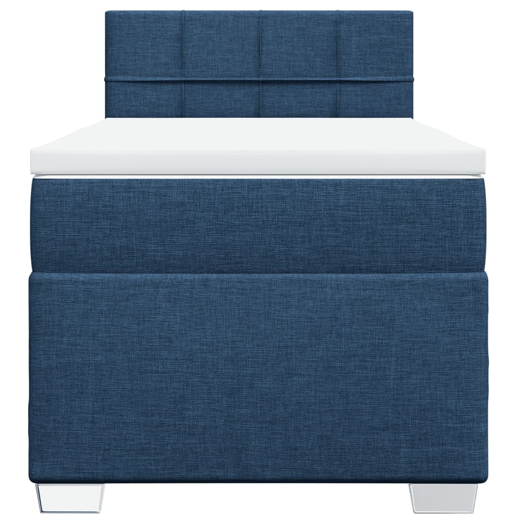Box Spring Bed with Mattress Blue 100x200 cm Fabric
