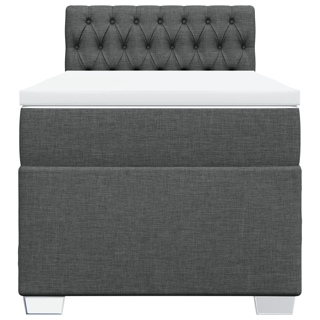 Box Spring Bed with Mattress Dark Grey 100x200 cm Fabric
