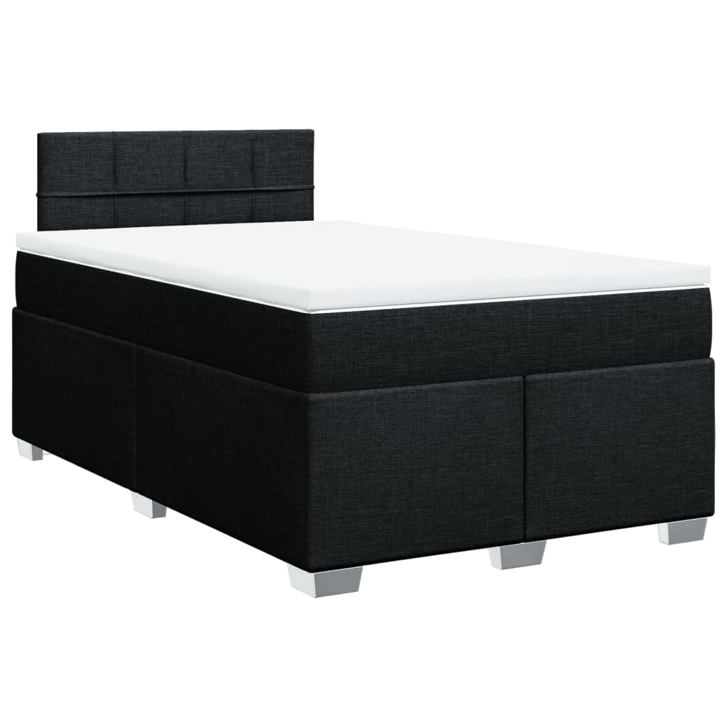 Box Spring Bed with Mattress Black 120x190 cm Fabric