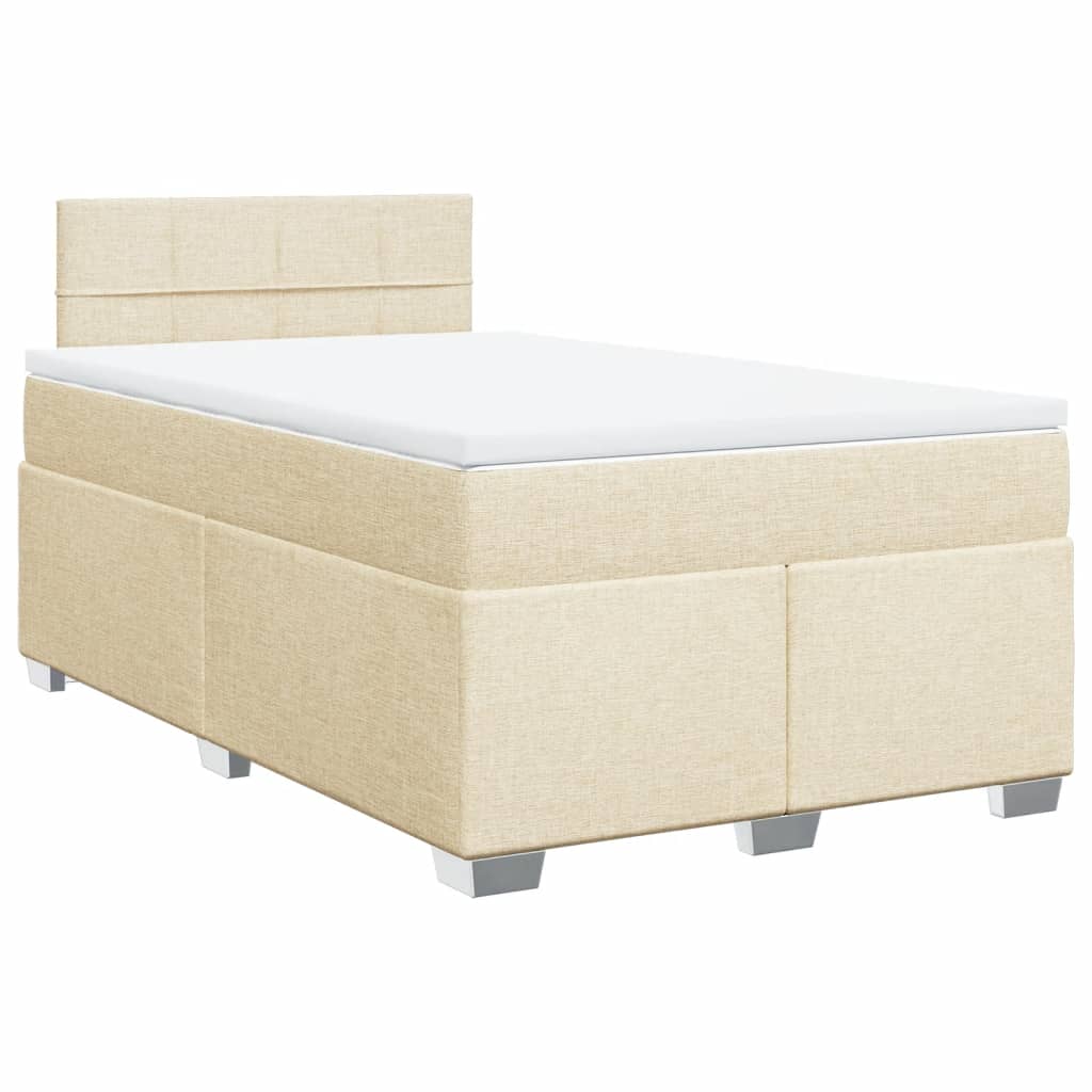 Box Spring Bed with Mattress Cream 120x190 cm Fabric