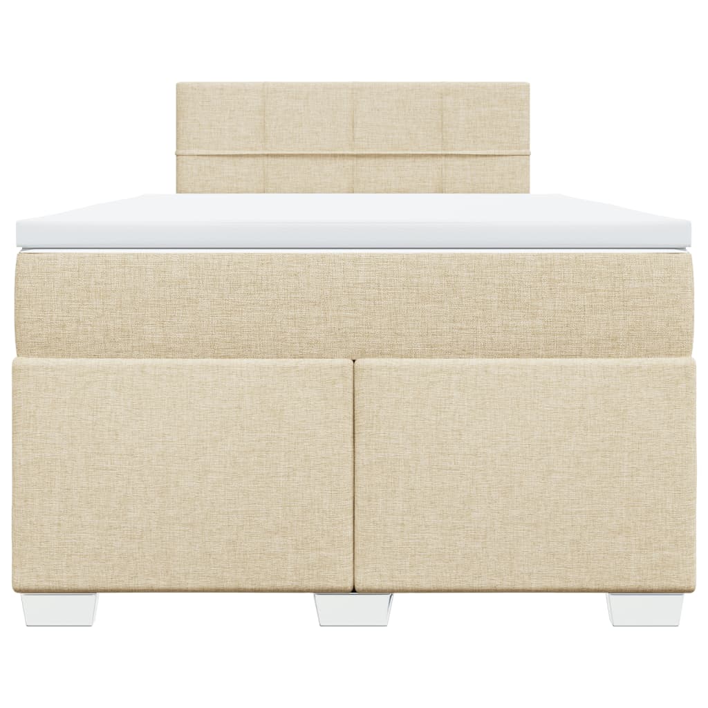 Box Spring Bed with Mattress Cream 120x190 cm Fabric
