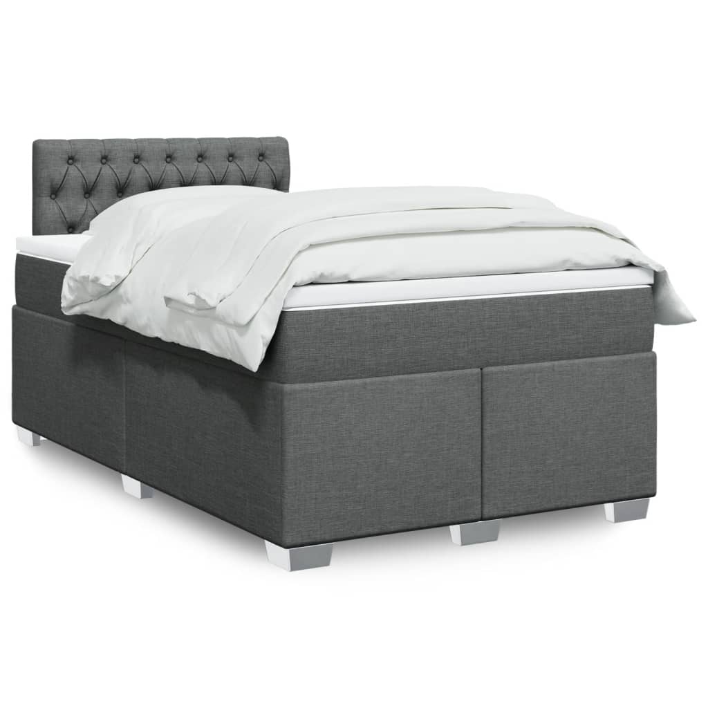 Box Spring Bed with Mattress Dark Grey 120x190 cm Fabric
