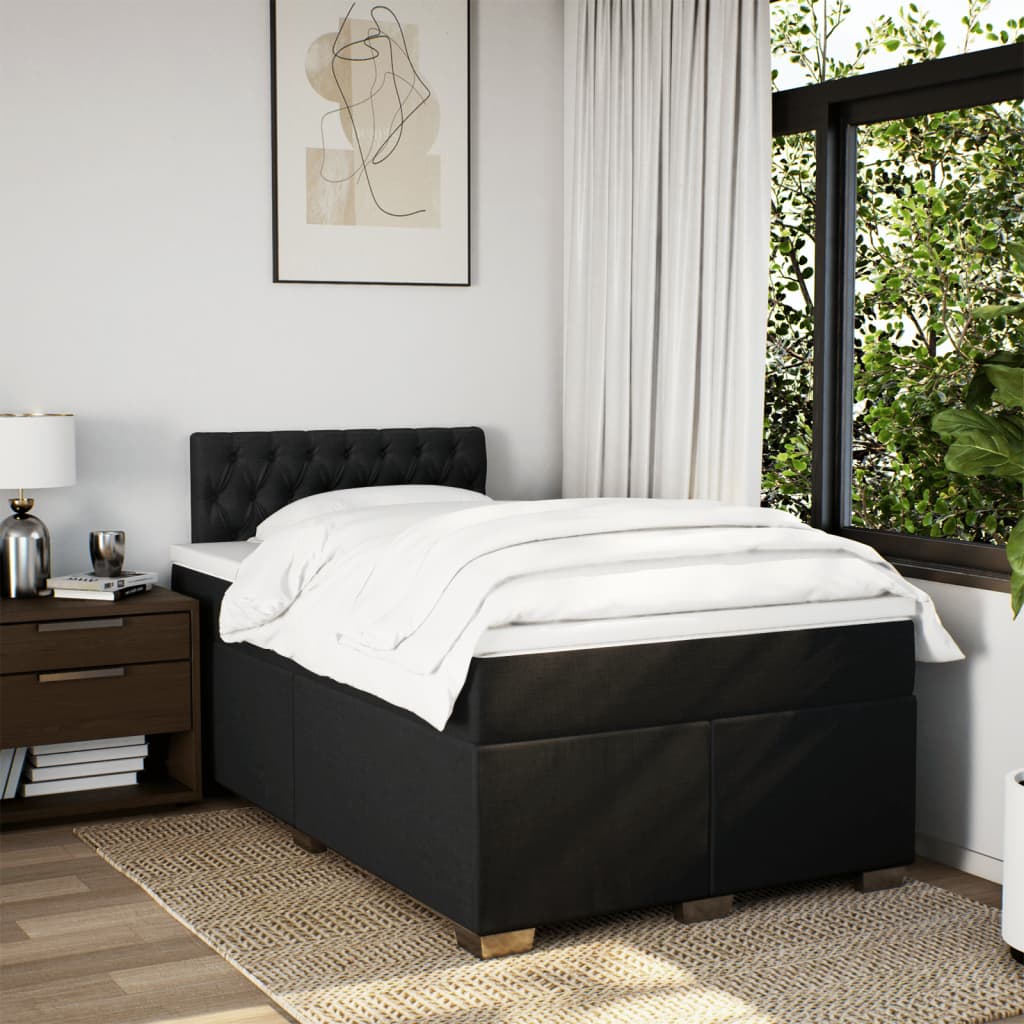 Box Spring Bed with Mattress Black 120x190 cm Fabric