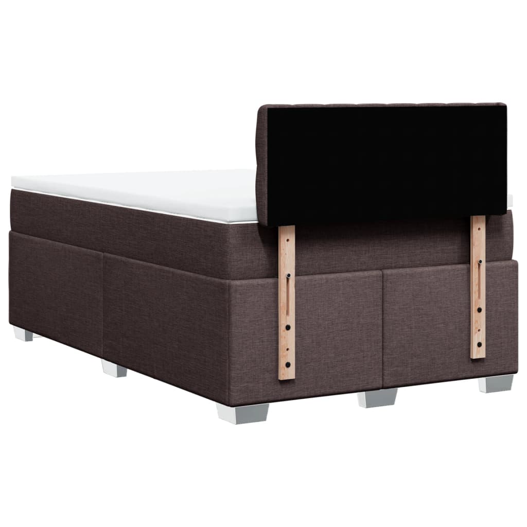 Box Spring Bed with Mattress Dark Brown 120x190 cm Fabric