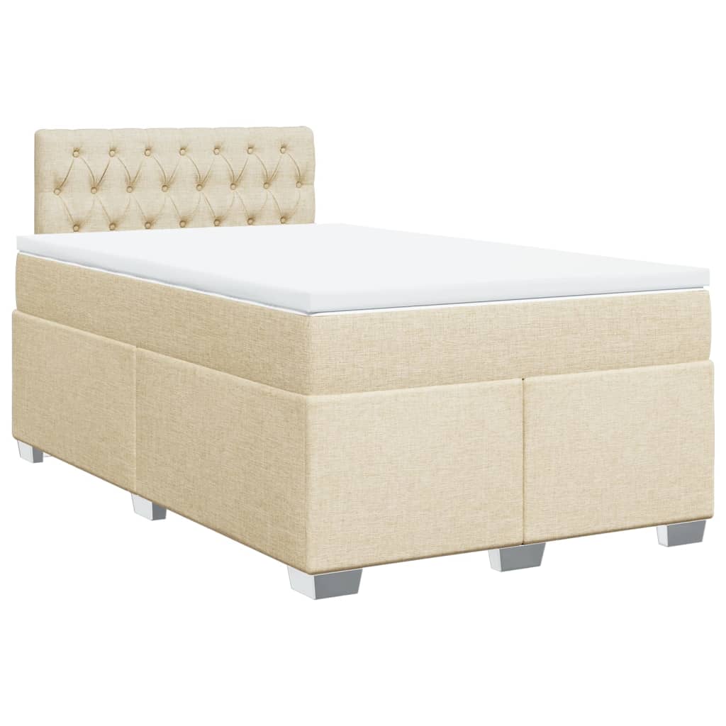 Box Spring Bed with Mattress Cream 120x190 cm Fabric
