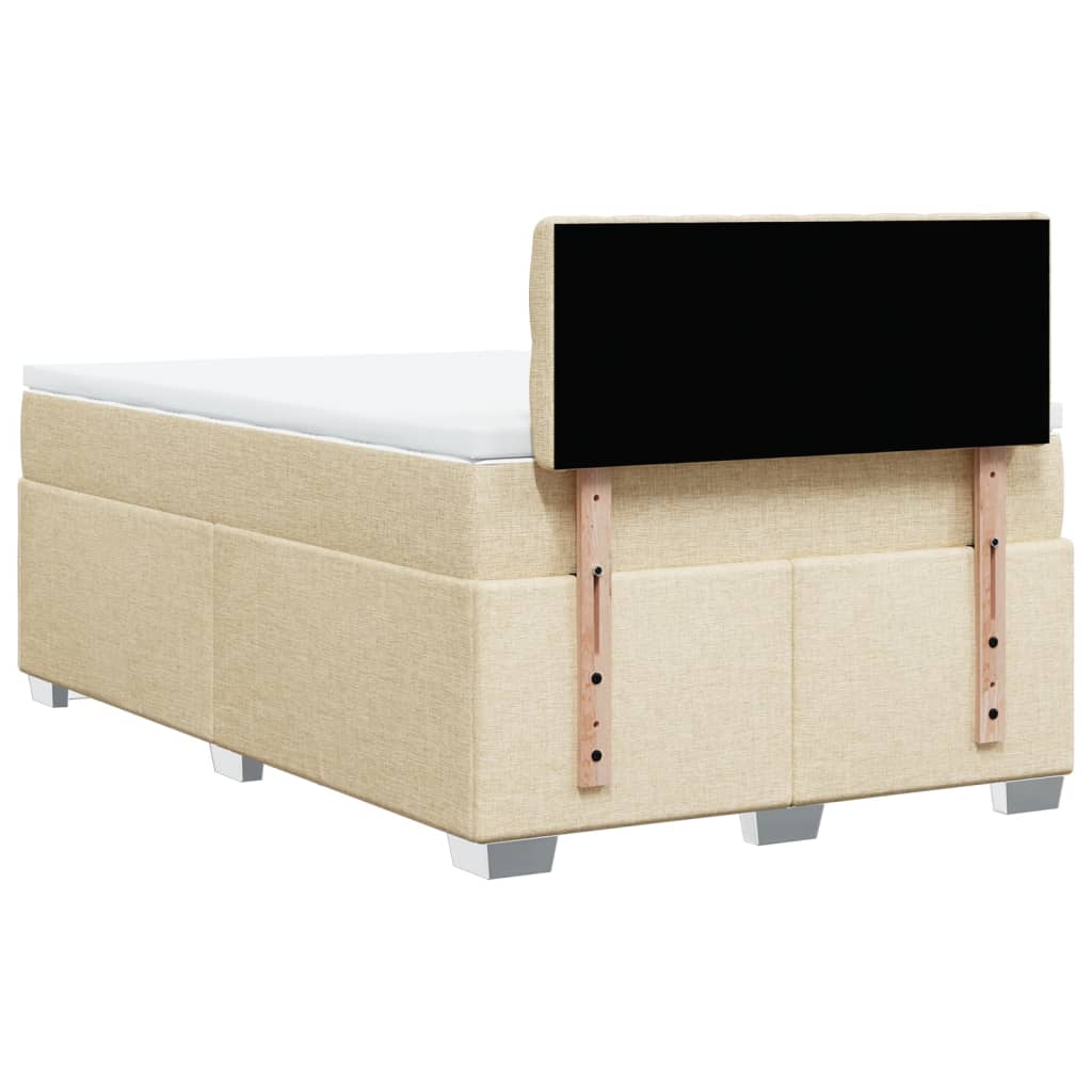 Box Spring Bed with Mattress Cream 120x190 cm Fabric