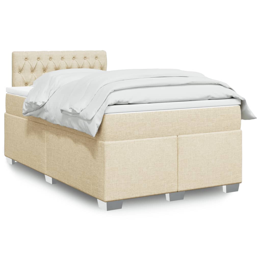 Box Spring Bed with Mattress Cream 120x190 cm Fabric