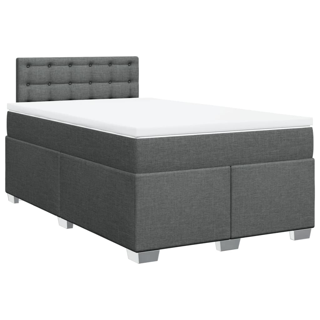 Box Spring Bed with Mattress Dark Grey 120x190 cm Fabric