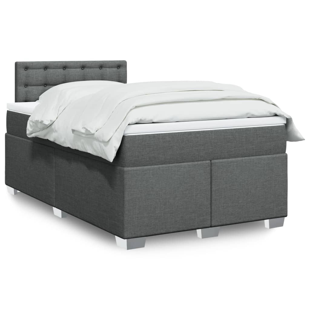 Box Spring Bed with Mattress Dark Grey 120x190 cm Fabric
