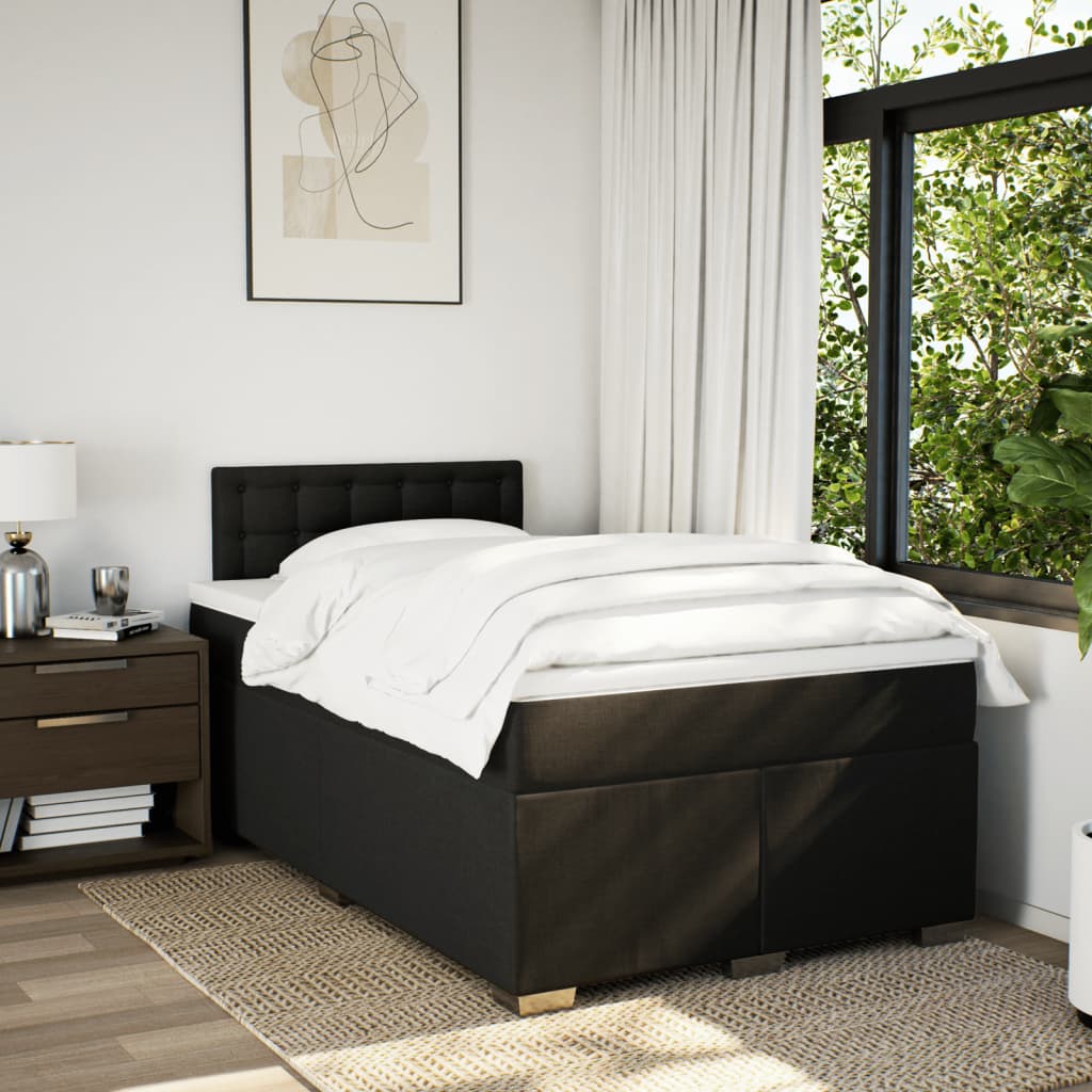Box Spring Bed with Mattress Black 120x190 cm Fabric