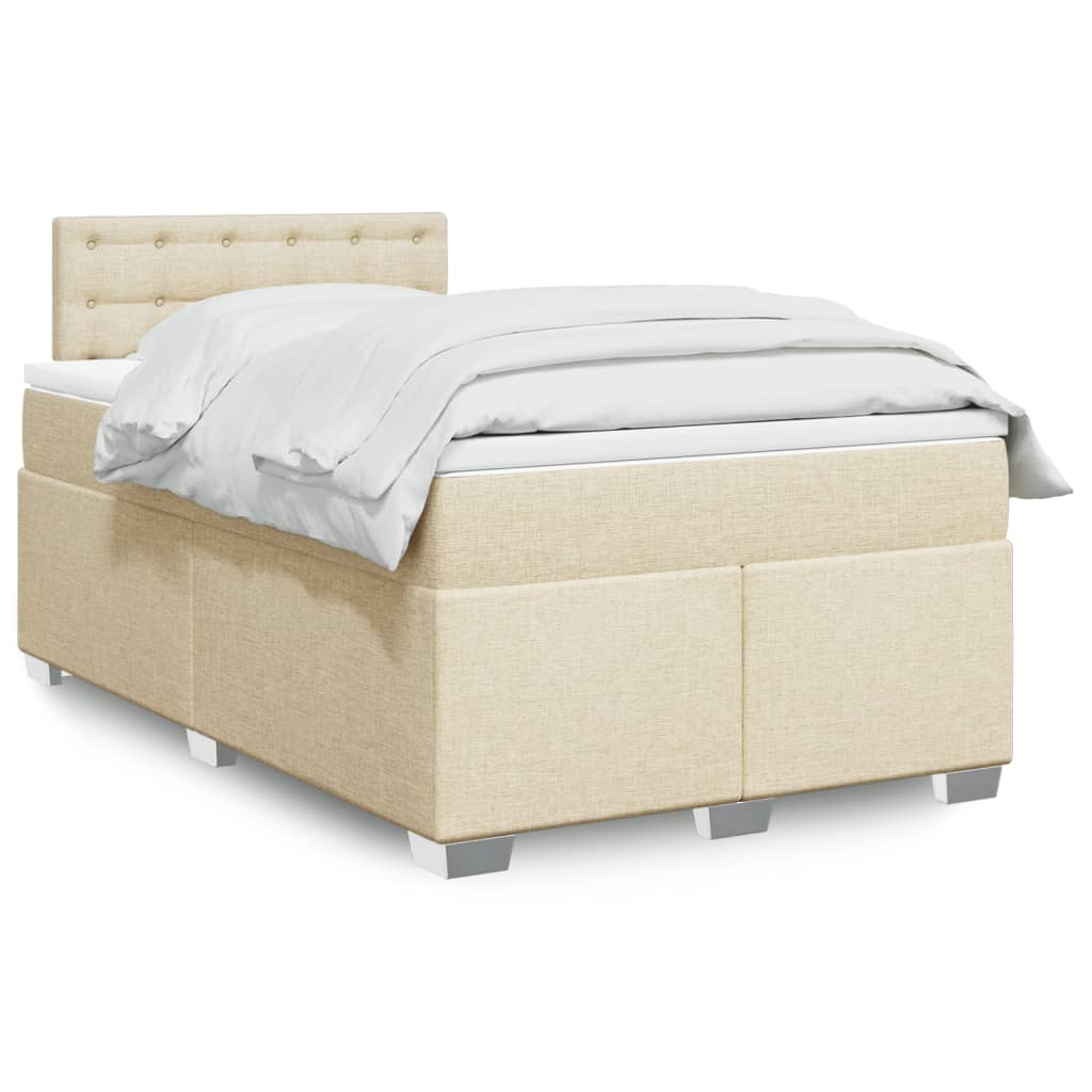 Box Spring Bed with Mattress Cream 120x190 cm Fabric