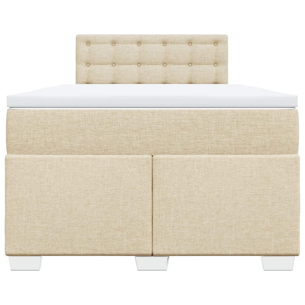 Box Spring Bed with Mattress Cream 120x190 cm Fabric