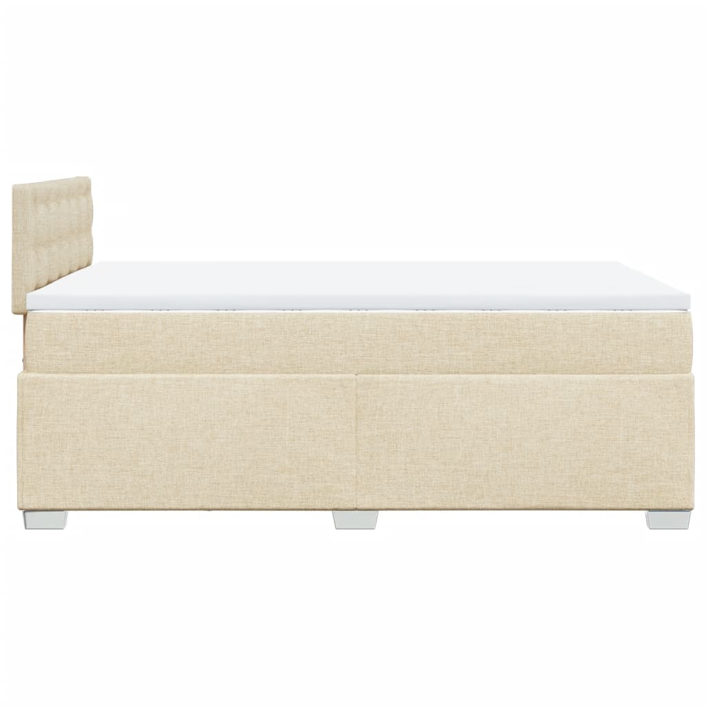 Box Spring Bed with Mattress Cream 120x190 cm Fabric