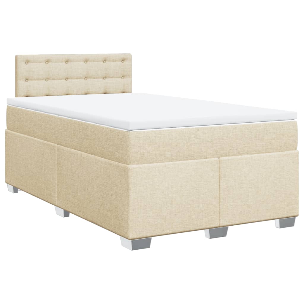 Box Spring Bed with Mattress Cream 120x190 cm Fabric
