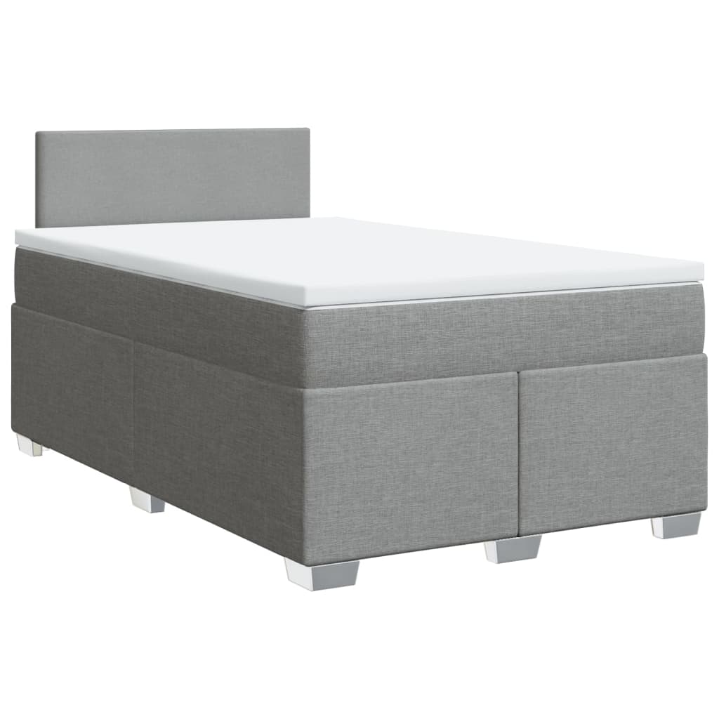 Box Spring Bed with Mattress Light Grey 120x200 cm Fabric