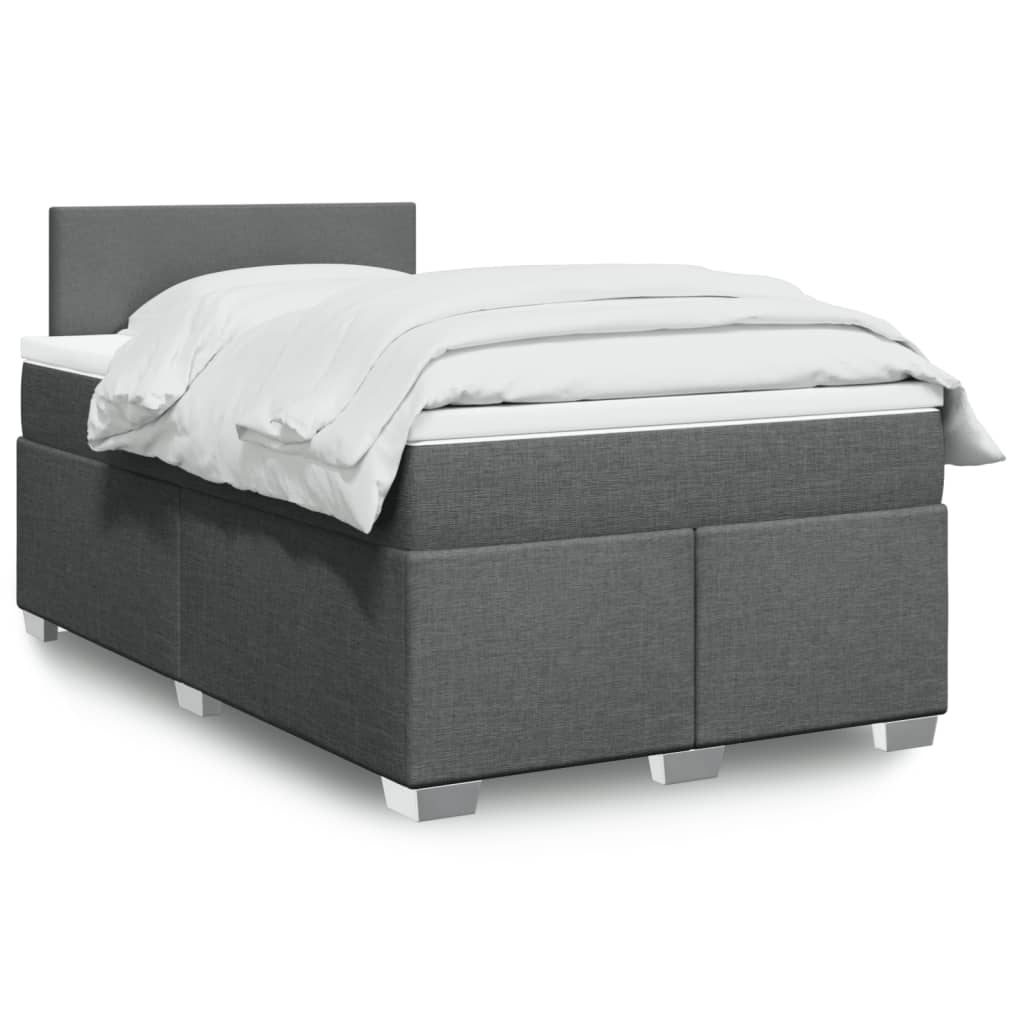 Box Spring Bed with Mattress Dark Grey 120x200 cm Fabric