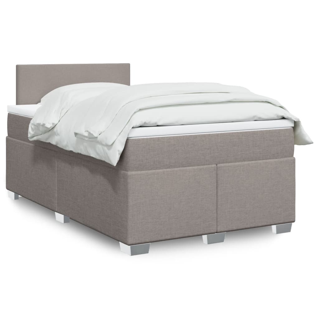 Box Spring Bed with Mattress Taupe 120x200 cm Fabric