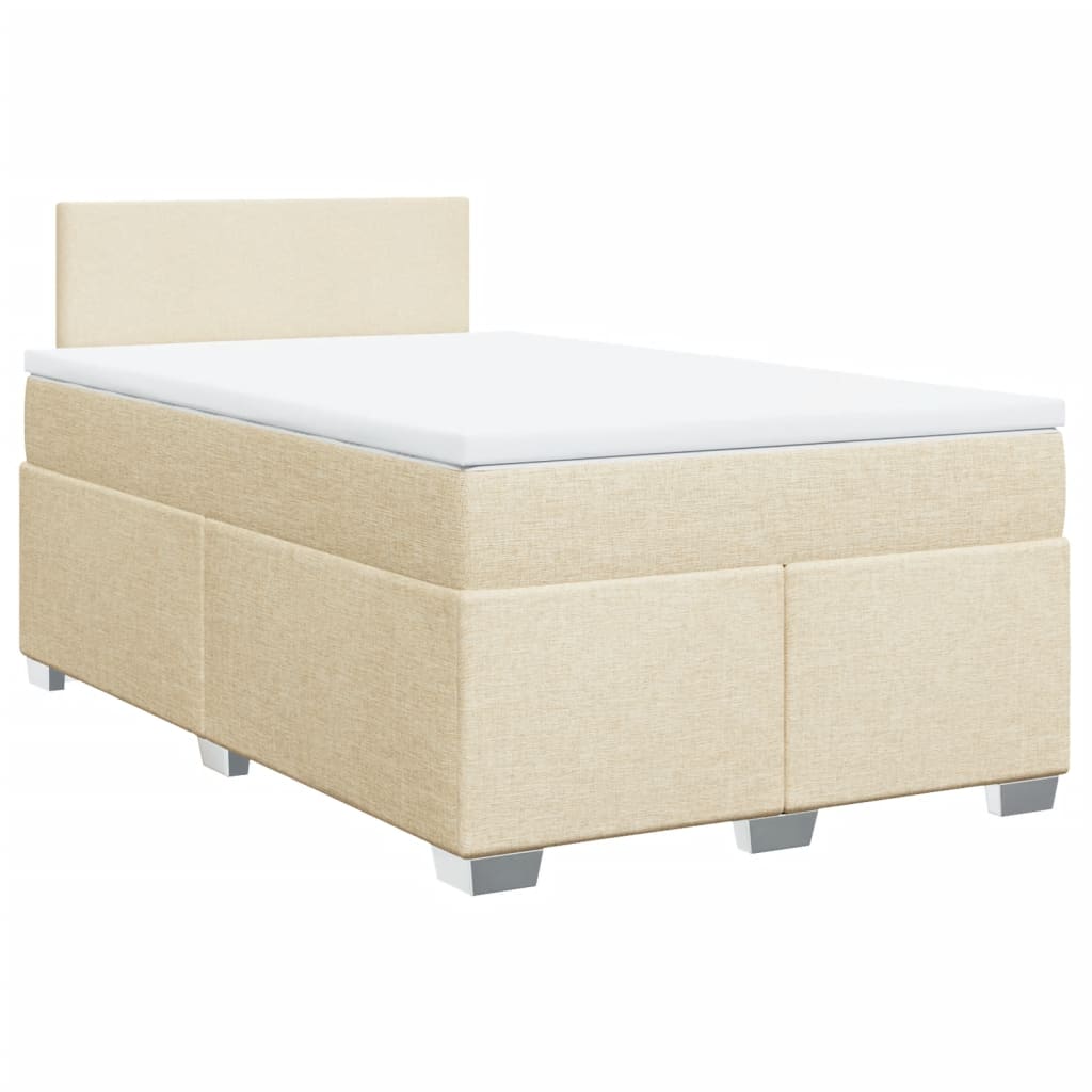 Box Spring Bed with Mattress Cream 120x200 cm Fabric