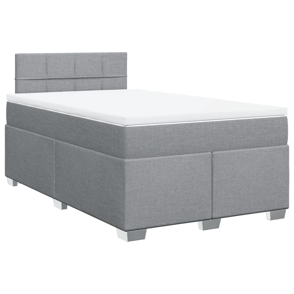 Box Spring Bed with Mattress Light Grey 120x200 cm Fabric