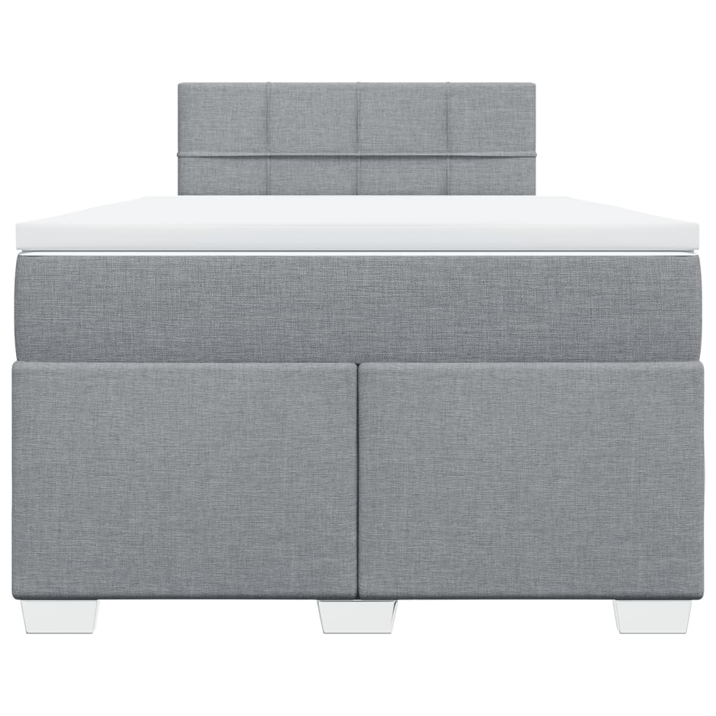 Box Spring Bed with Mattress Light Grey 120x200 cm Fabric