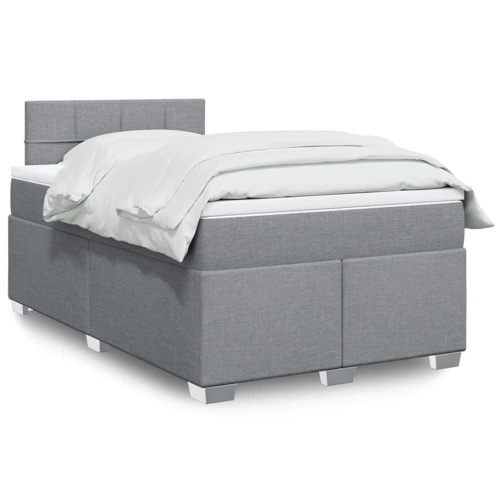 Box Spring Bed with Mattress Light Grey 120x200 cm Fabric