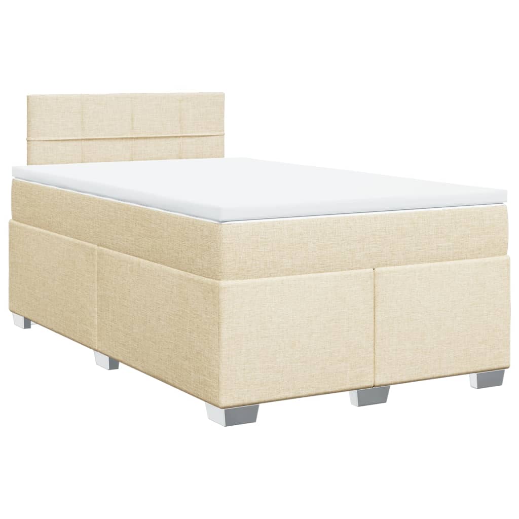 Box Spring Bed with Mattress Cream 120x200 cm Fabric
